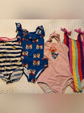 Hanna Andersson Girls Swimwear Bundle - Navy, Blue, Pink, Rainbow